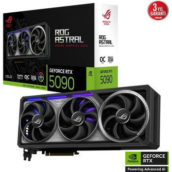 Asus ROG-ASTRAL-RTX5090-O32G-GAMING, 32GB, 512BIT, Gddr7, 2xhdmı, 3xdp Gamıng Ekran Kartı