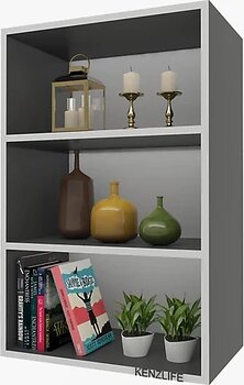 Kenzlife Mutfak Dolabı Itır 060.060.30 Gri 2 Raflı Kapaksız Ofis Banyo Kiler Evrak Kitaplık