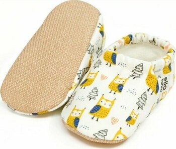 Ella Bonna Desenli Bebek Patiği, Kaydırmaz Taban, Ev Kreş Ayakkabısı Panduf, Kuş Desenli - 20 - Baykuş