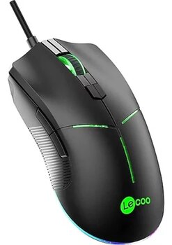 Lecoo Ms109 Usb+Kablolu 6400Dpi+8 Tuşlu Rgb Aydınlatmalı Siyah Mouse