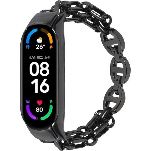 Xiaomi Mi Band 4/3 Siyah Android iOS Uyumlu Paslanmaz Çelik Akıllı Bileklik
