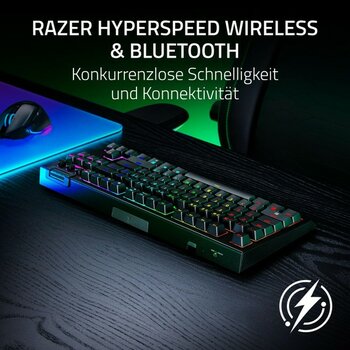 Razer Blackwidow V4 Tenkeyless Hyperspeed ​​(Turuncu Dokunsal Anahtar) - Kablosuz Çalışırken Değiştirilebilir Oyun Klavyesi - Sayısal Tuş Takımı Ol...