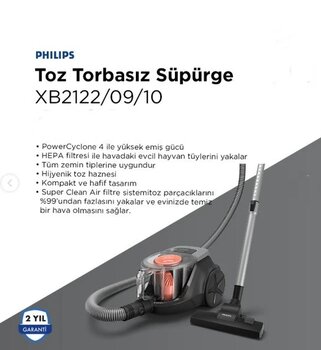 Philips 2000 Serisi Xb2122/10 850 W Toz Torbasız Süpürge