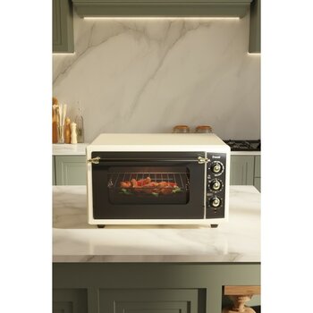 Fressi FR-MF01 Vintage Retro 46 Litre Turbo, Lambalı, Termostatlı, Saatli Midi Fırın 2000W - Krem