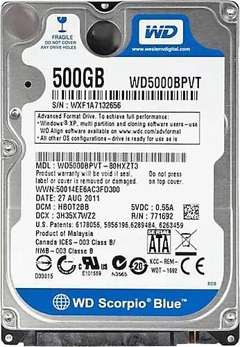 Western Digital Scorpio Blue WD5000BPVT 500 GB 5400 RPM Harddisk