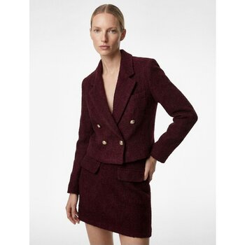 Koton Kruvaze Yaka Slim Fit Düğme Detaylı Crop Tüvit Ceket - 40 - Bordo