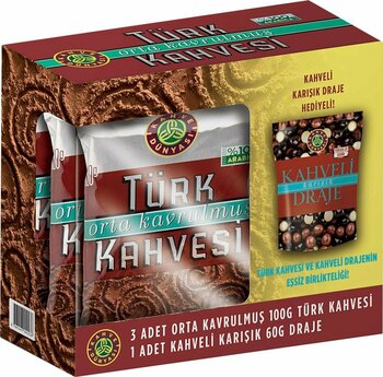 Kahve Dünyası Türk Kahvesi 100 Gr X 3 Adet + Kahve Draje 60 Gr