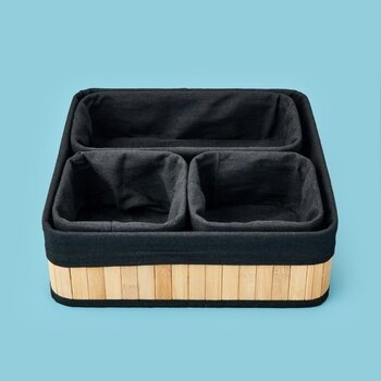 Evidea |  Simple Living 4'lü Bambu Sepet - Bej / Siyah