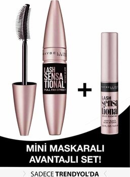 Maybelline New York Lash Sensational Yelpaze Etkili Siyah Maskara & Mini Lash Sensational Maskara