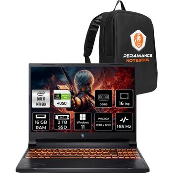 Acer Nitro V 16 Intel Core I5 14450HX 16GB 2tb SSD RTX4050/6GB 85W 16" Fhd+ 165Hz W11P Taşınabilir Bilgisayar & Per4 Çanta NHQTREY001P389 - 2 TB