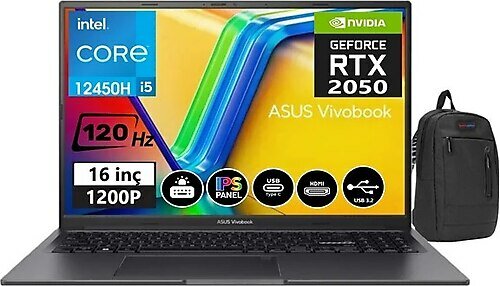 Asus Vivobook 16X 12.nesil K3605ZF-N11590105 16 inç Intel Core i5 12450H 24 GB 256 GB SSD NVIDIA Geforce RTX 2050 FreeDOS