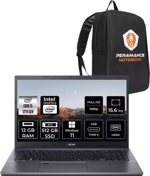 Acer Aspire 5 İ5 12450H 12Gb Ram 512Gb Ssd 15.6'' Fhd W11P Taşınabilir Bilgisayar & Per4 Çanta