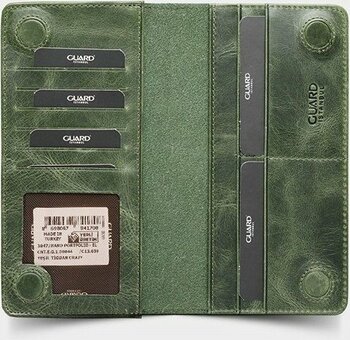 Guard Telefon Girişli Deri Erkek/Kadın Portföy Cüzdan - Yeşil