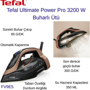 Tefal Ultimate Power Pro 3200 W Buharlı Ütü + Dijital Mutfak Tartısı Hediye - Siyah - Bakır
