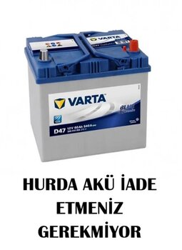 Varta Akü 12V 60Ah Amper D47 / 516895219 - Hurda Akü İade Etmeniz Gerekmiyor