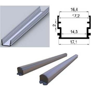 Dora Led  Alüminyum Boş Kasa LED Profil Yerli Kasa - LED Bar Kasa- Şeffaf Cam 200CM