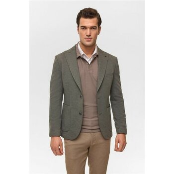 Süvari Haki Slim Desenli Mono Yaka 6 Drop Ceket - 54