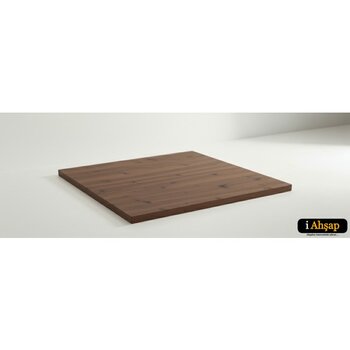 iAhşap Kare Çam Masif Masa Tablası |masif Çam Ahşap Ofis ve Yemek Masası Üstü No5 - Ceviz - 80x80 cm - Kalınlık: 1.8 cm