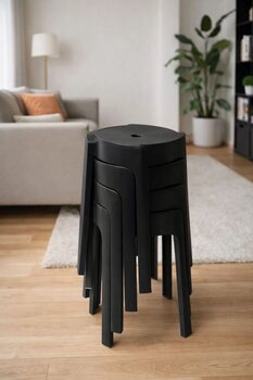 Funny Life 4 Adet Kaydırmaz Tabanlı İstiflenebilir Plastik Tabure - Çok Amaçlı Tabure Ev Balkon Bahçe Tipi