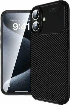 iPhone 16 Kılıf Auto Focus Karbon Kapak - SIYAH-(5796) - Kaliteli - Çok Renkli