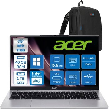Acer Aspire Lite AL15-71P-536Q Intel Core I5 12450H 40GB 2tb SSD Windows 11 Home 15.6'' Fullhd (1920 x 1080) Laptop NXJ7JEY001H19 + Zetta Çanta - 2 TB