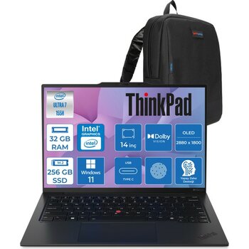 Lenovo Thinkpad X1 Carbon GEN12 Intel® Core™ Ultra 7 155U 32 GB 256 GB SSD Windows 11 Pro 4g(Esım) 14'' 2.8k (2880X1800) OLED 400NITS Dokunmatik Di...