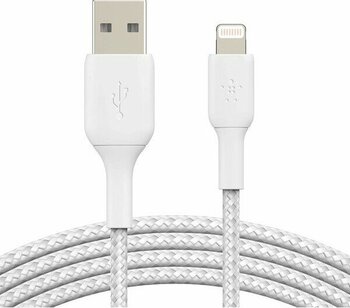 Örgülü Lightning Kablosu (Hızlı Şarj Lightning - USB Kablosu) Mfi Sertifikalı Şarj Kablosu, Örgülü Lightning Kablosu (3m, Beyaz)