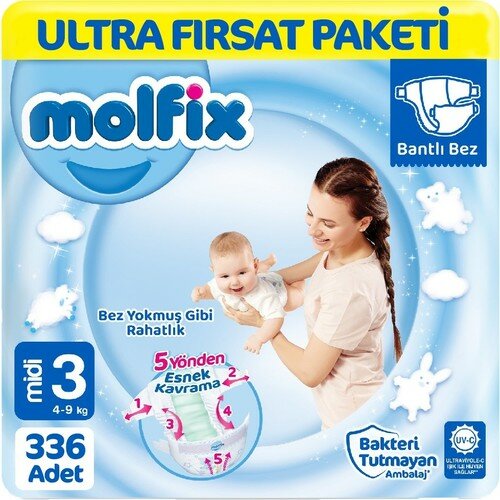 Molfix Bebek Bezi 3 Beden Ultra Fırsat Paketi 112X3 336 Adet