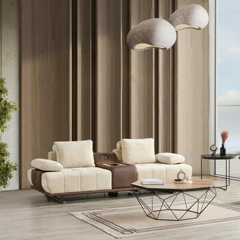 Eymense Pablo Ses Sistemli Mekanizmalı Üçlü Koltuk Kanepe - Krem