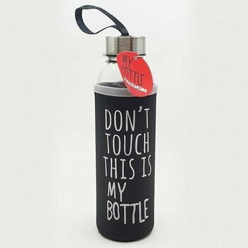 Renkli Kılıflı Cam Su Şişesi 500 ml Siyah