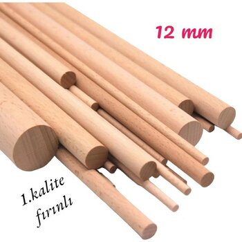 Ncy Home Ahşap  Çubuk Çıta Kavela Yivsiz Kayın 12 mm  50 cm 10 Adet