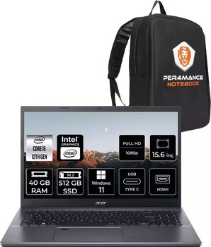 Acer Aspire 5 İ5 12450H 40Gb Ram 512Gb Ssd 15.6'' Fhd W11H Taşınabilir Bilgisayar & Per4 Çanta