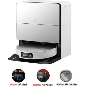 Roborock 7.98CM Ultra Ince Tasarımlı ve 4 cm Yükselebilen Şasili Robot Süpürge - 22.000 Pa Emiş Gücü ve Dolaşmayan Fırça, Yapay Zeka Teknolojili + ...