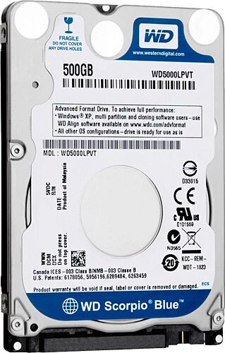 Western Digital Blue WD5000LPVX 500 GB 5400 RPM 147 MB/s 5.5 ms Harddisk