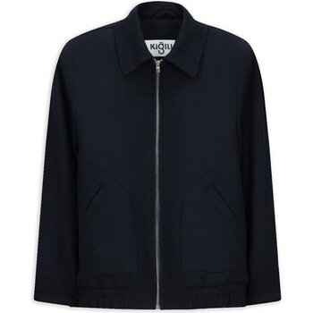 Kiğılı Gömlek Yaka Yünlü Fermuarlı Bomber Ceket / Mont - 54 - Koyu Lacivert