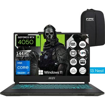 MSI Msı Cyborg 15 I7-13620H RTX4050 64GB Ram 512GB SSD 15.6" Fhd IPS 144Hz W11 Taşınabilir Bilgisayar - 512 GB - 64 GB