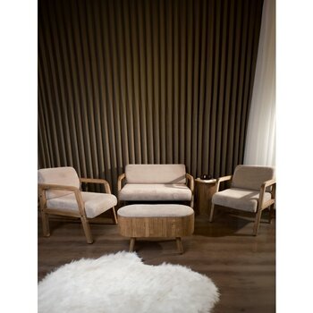 Bohem Koltuk Takımı Ikili Koltuk + Iki Berjer + Sandıklı Puf (Bench) + Yan Sehpa (Sandıklı) - Krem