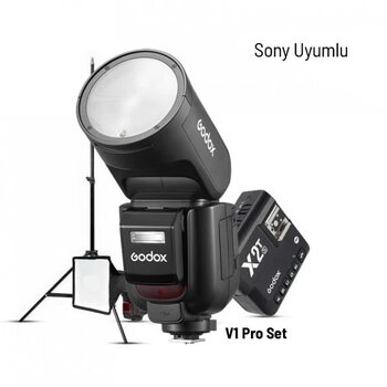 Godox V1 Pro Sony Flaş Full Set (Flaş, X2 Tetikleyici, 15X20 Softbox, Tripod)