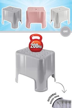 Flora Herkül Banyo Taburesi, Kaydırmaz Kauçuk Tabanlı 200 Kg Taşıma Kapasiteli Lüks Tabure GRİ