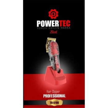 Powertec TR-8700 8 Başlık Kırmızı 0,8 mm Minimum Kesim 3,7 V/DC Saç Sakal Tıraş Makinesi