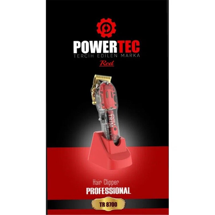 Powertec TR-8700 8 Başlık Kırmızı 0,8 mm Minimum Kesim 3,7 V/DC Saç Sakal Tıraş Makinesi
