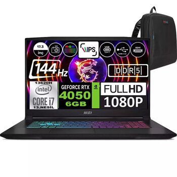 Msı Katana 17 Intel Core I7 13620H 96GB 512GB SSD RTX4050 (105W)6GB Freedos 17.3" Fhd 144Hz Taşınabilir Bilgisayar B13VEK1035XTRWF13 + Zetta Çanta