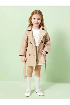 LC Waikiki LCW baby Kapüşonlu Uzun Kollu Basic Kız Bebek Trençkot