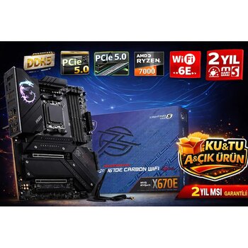 Msı Mpg X670e Carbon Wıfı Am5 Ddr5 4x M.2 Usb 3.2 Hdmı Dp 2.5g Lan Amd Wıfı 6e Rgb Atx Anakart