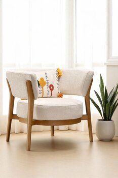 Niron Moda Berjer - Özel Tasarım Lüks Tekli Koltuk | Ahşap Ayaklı, Modern Yuvarlak Sırtlı