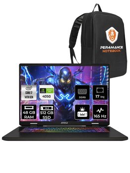 Msi Sword 17 Hx B14vekg I7-14700hx 48gb 512gb Ssd Rtx4050/6gb 105w 17" Fhd+ 165hz Fdos & Per4 Çanta