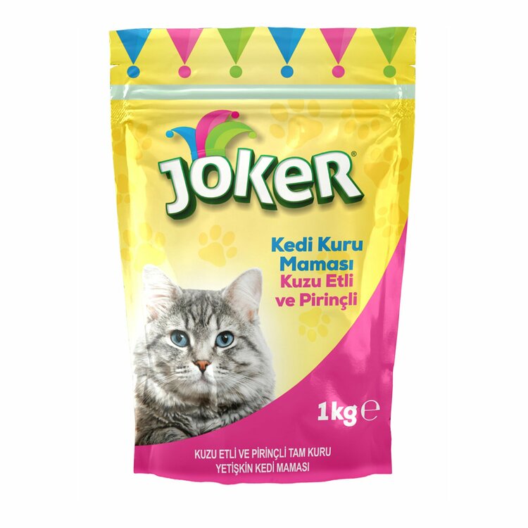 Joker Kuzu Etli Pirinçli Tam Kuru Yetişkin Kedi Maması 1 Kg