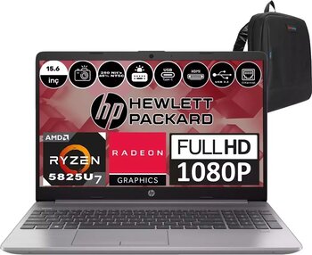 Hp 255 G9 Amd Ryzen 7 5825U 40GB 512GB SSD Radeon Vega 8 Freedos 15.6" IPS Fhd Taşınabilir Bilgisayar 6Q8N3ESF22 + Zetta Çanta