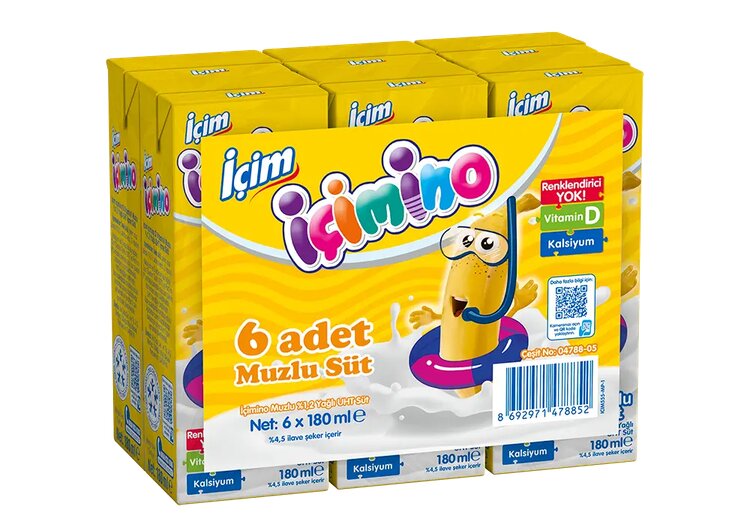 İçim İçimino Muzlu Süt 180 Ml x 6 Adet
