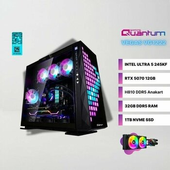 Quantum Gaming Vegas VG1222 Intel Ultra 5 245KF 32GB Ddr5 1tb Nvme Rtx 5070 12GB Sıvı Soğutmalı Masaüstü Oyuncu Bilgisayarı - FreeDos